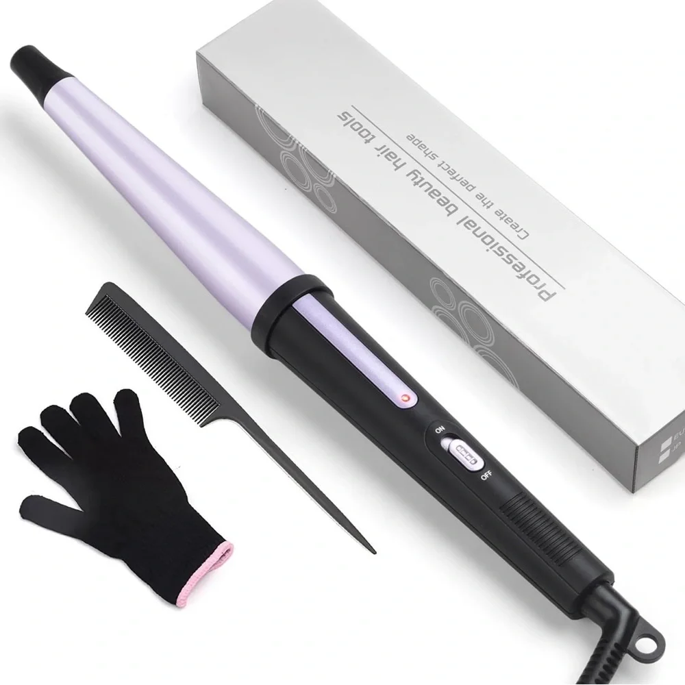 Hair Curling Wand Tapered Curling Iron Professional Ceramic Curler Dual Voltage